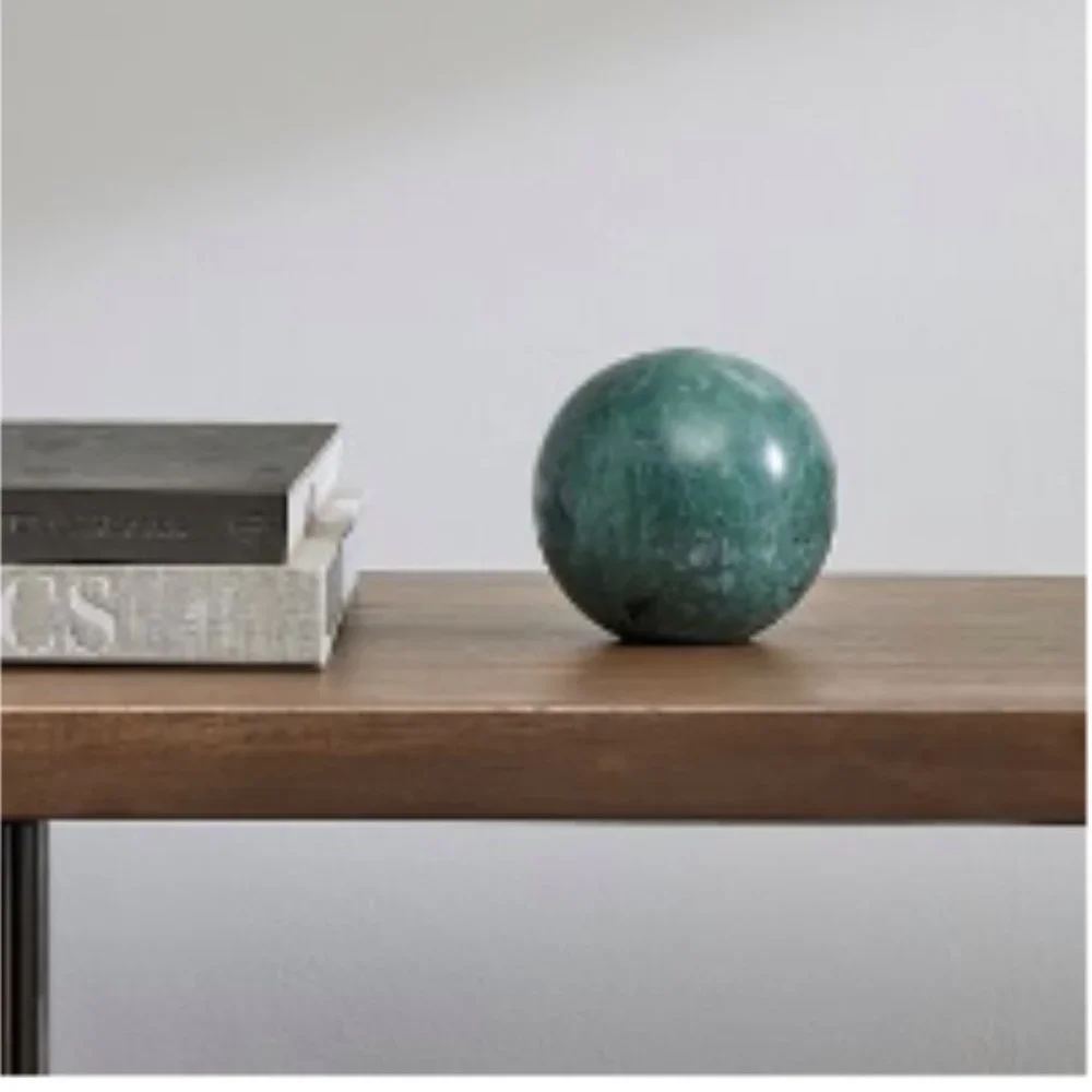 West Elm Extruded Shape Objects Sculpture Green Marble Sphere